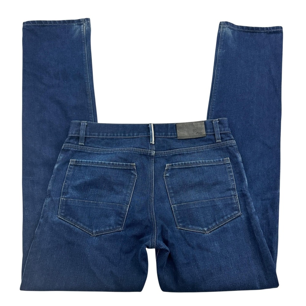 Raleigh Denim Jeans Mens 32 x 34 Dark Wash Thin Selvedge Button Fly Made In USA
